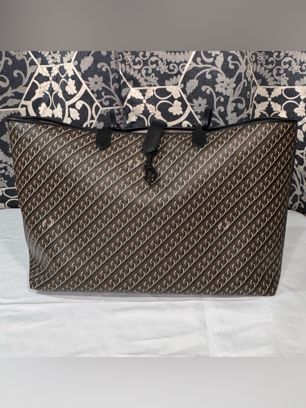 Rebecca Minkoff On The Go Chain Tote Black Large Logo Bag Like New